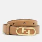 Beige Leather FF Oval Sim Belt