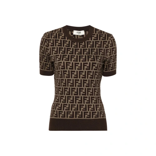 Motif Short-Sleeved Knit Sweater