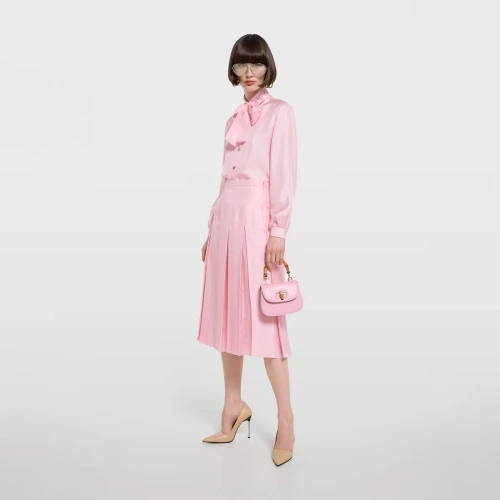 Silk twill shirt with bow
