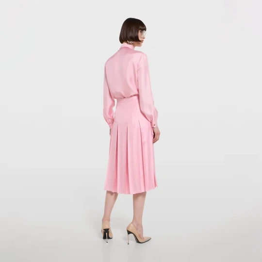 Silk twill shirt with bow