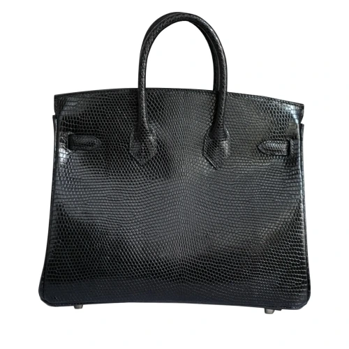 Birkin 25 Black Lizard Lisse Exotic Skin with Palladium Hardware