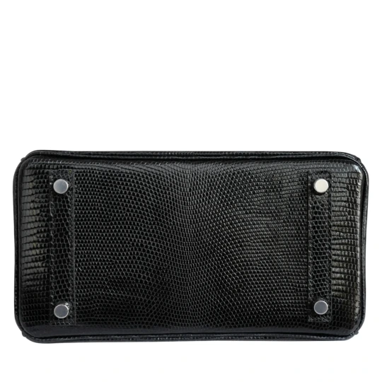 Birkin 25 Black Lizard Lisse Exotic Skin with Palladium Hardware