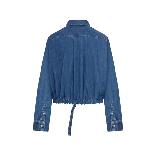 Cropped Denim Bomber Shirt
