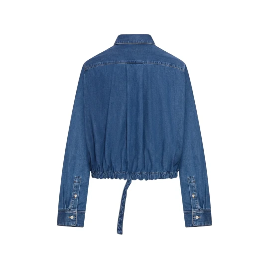Cropped Denim Bomber Shirt