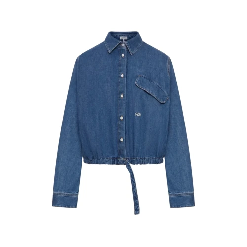 Cropped Denim Bomber Shirt