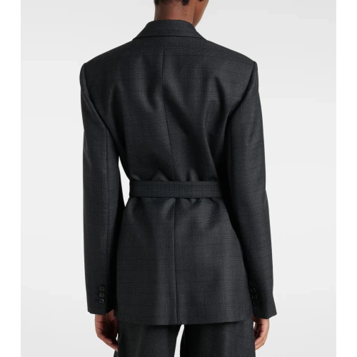 Prince of Wales check wool wrap blazer