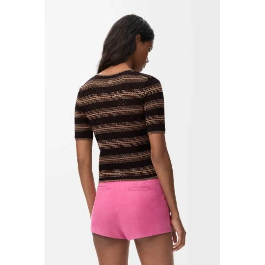Stripe Short Sleeve Knit Sweater