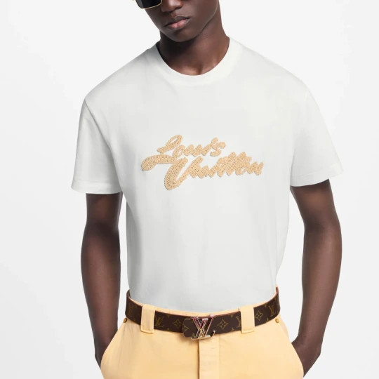 Embroidered Signature Raffia T-Shirt