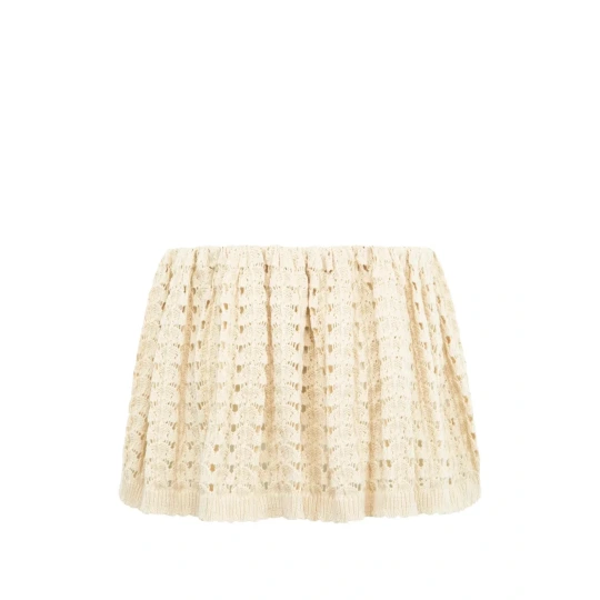 Сrochet-knit drawstring mini skirt
