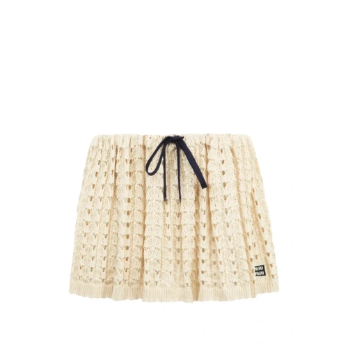Сrochet-knit drawstring mini skirt