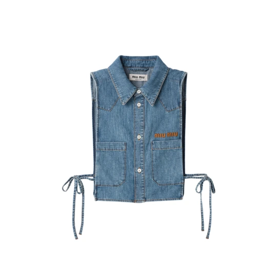 Cropped chambray tie shirt