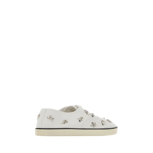 Embroidered Drill Sneakers white