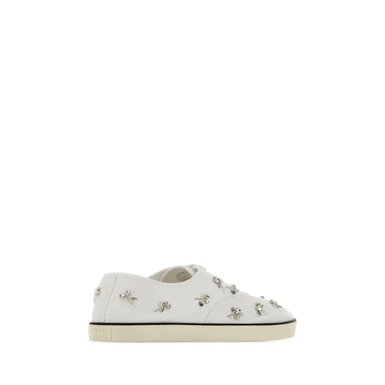 Embroidered Drill Sneakers white