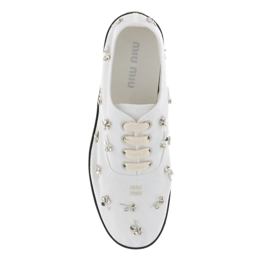 Embroidered Drill Sneakers white