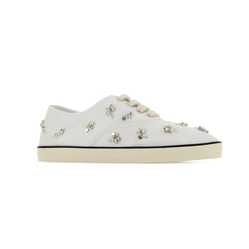Embroidered Drill Sneakers white