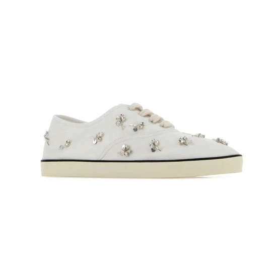 Embroidered Drill Sneakers white