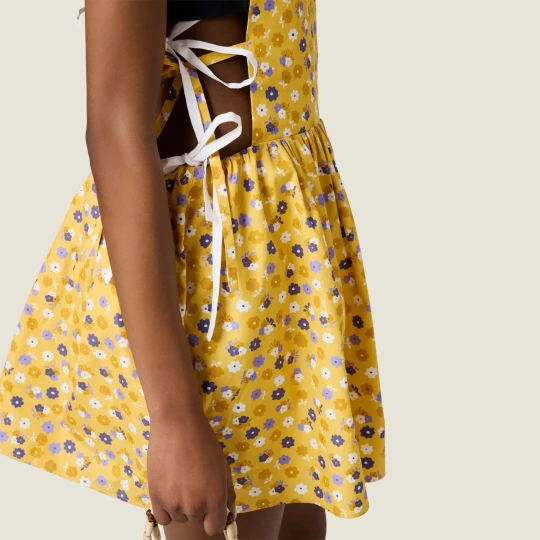 Floral Poplin Dress Yellow