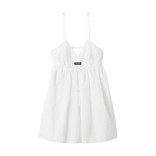 Slubbed Poplin and Eyelet Lace Mini-Dress