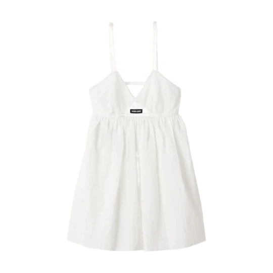 Slubbed Poplin and Eyelet Lace Mini-Dress