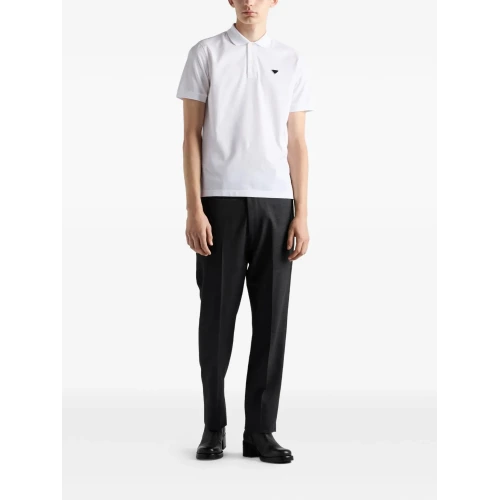 Triangle Logo Pique Polo Shirt White
