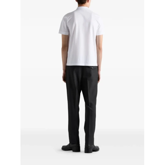 Triangle Logo Pique Polo Shirt White