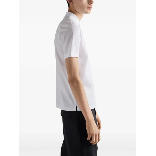 Triangle Logo Pique Polo Shirt White