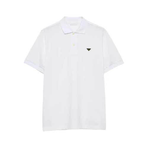 Triangle Logo Pique Polo Shirt White