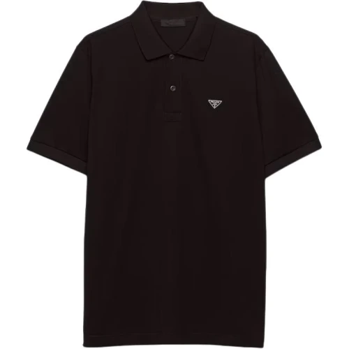 Triangle Logo Pique Polo Shirt Black
