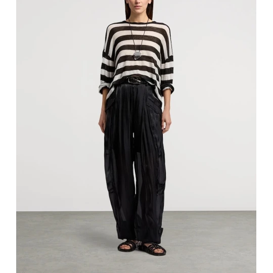 Mulberry Silk-Linen Stripe Sweater