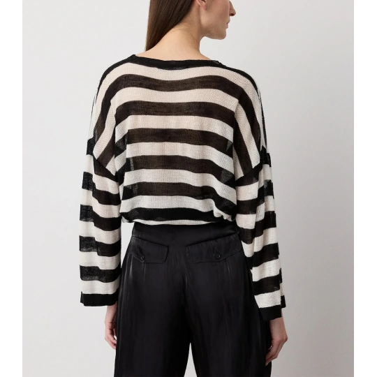 Mulberry Silk-Linen Stripe Sweater