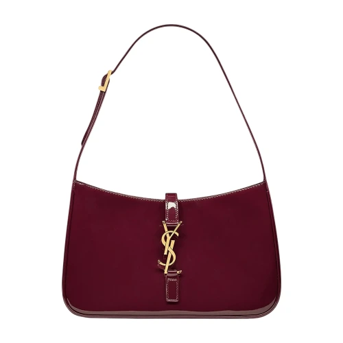 Patent Leather Hobo Bag Dark Red