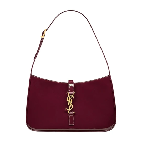 Patent Leather Hobo Bag Dark Red
