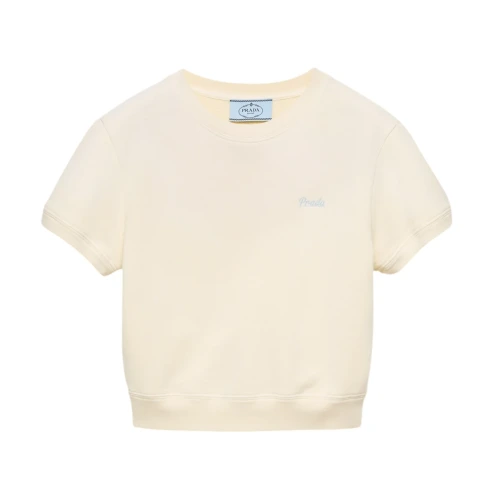 Short-sleeved cotton fleece top
