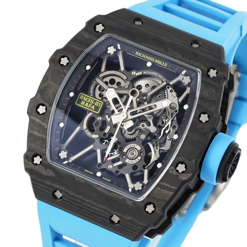RM 035-01 Rafael nadal ntpt carbon on blue rubber strap