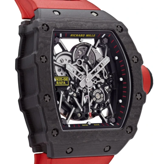 RM 35-02 carbon tpt red strap watch