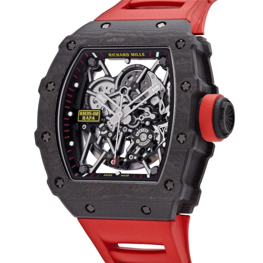 RM 35-02 carbon tpt red strap watch