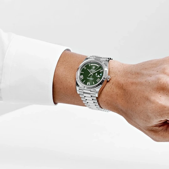 Day-Date 40 228239 White Gold Olive Dial Watch