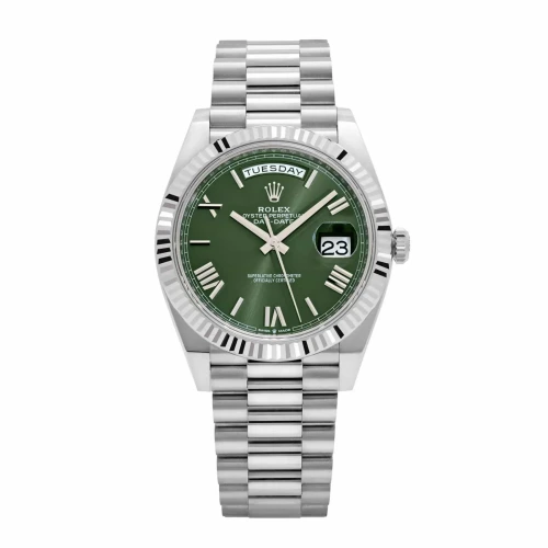 Day-Date 40 228239 White Gold Olive Dial Watch