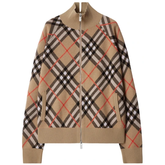 Vintage Check zip-up cardigan