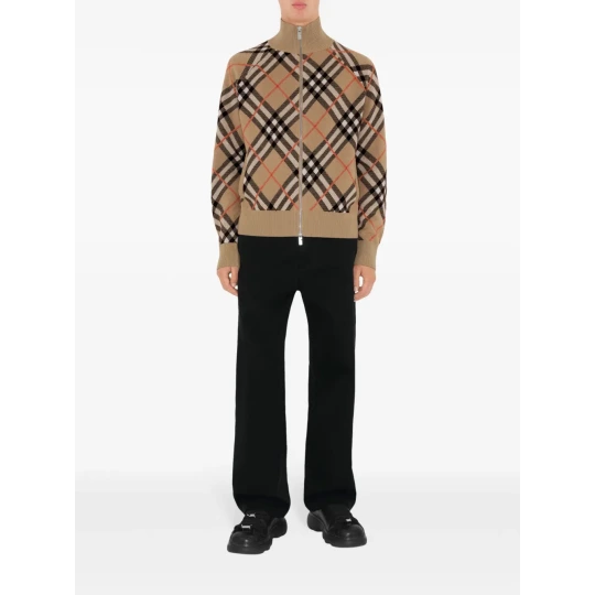 Vintage Check zip-up cardigan